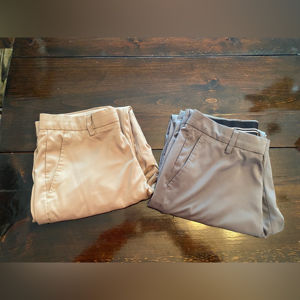 Bundle of 2 Pairs of Casual Dress Pants Gray & Khaki - 32x32
